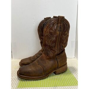 Double-H DH3560 Leather Square Toe Western Cowboy Boots Men's 8 D Graham Brown